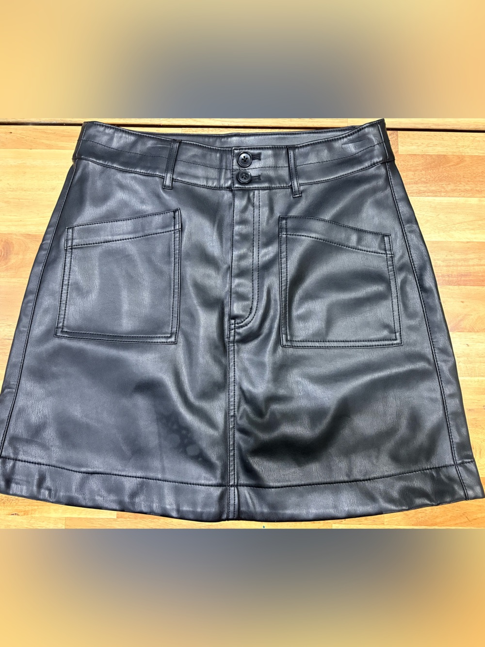 Madewell Black Faux Leather Skirt